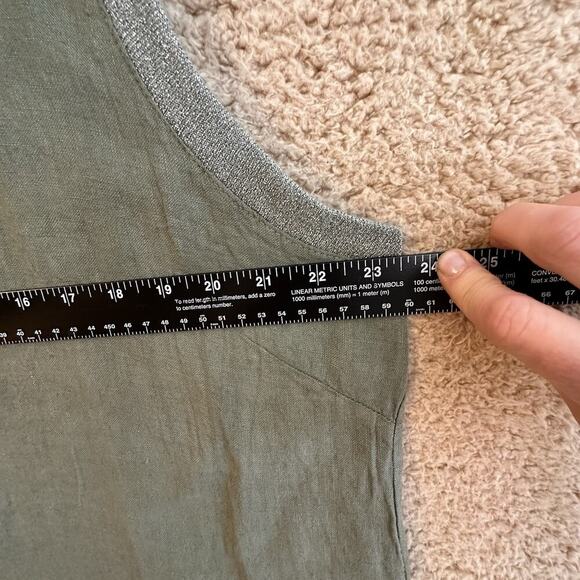 Bella Amore Linen Dress Sz 3X Lagenlook Midi Tiered Ruffle Green Boho Italy Made - Picture 15 of 16